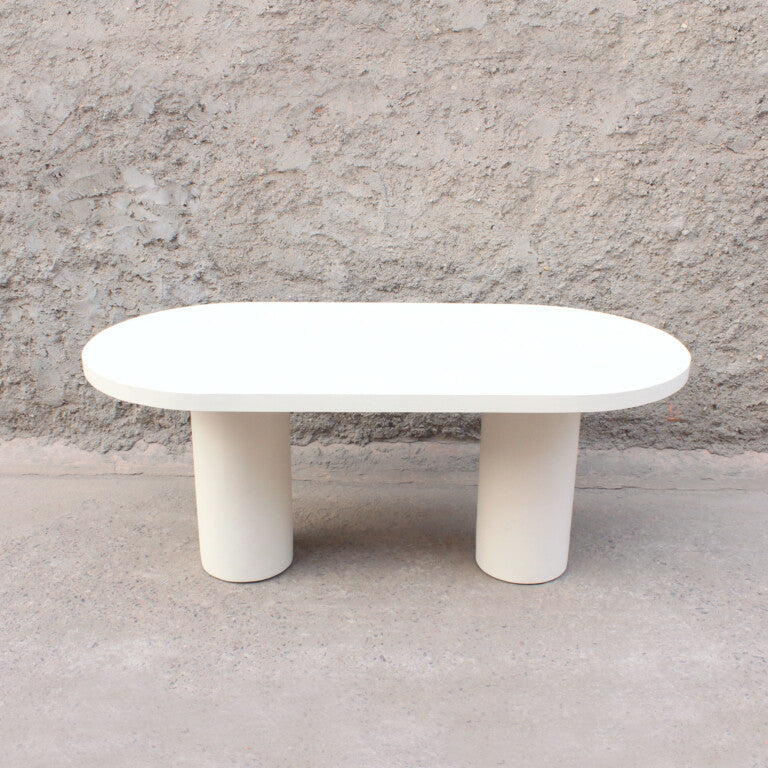 Mesa de Comedor Ovalada de Efecto Cemento Ibiza