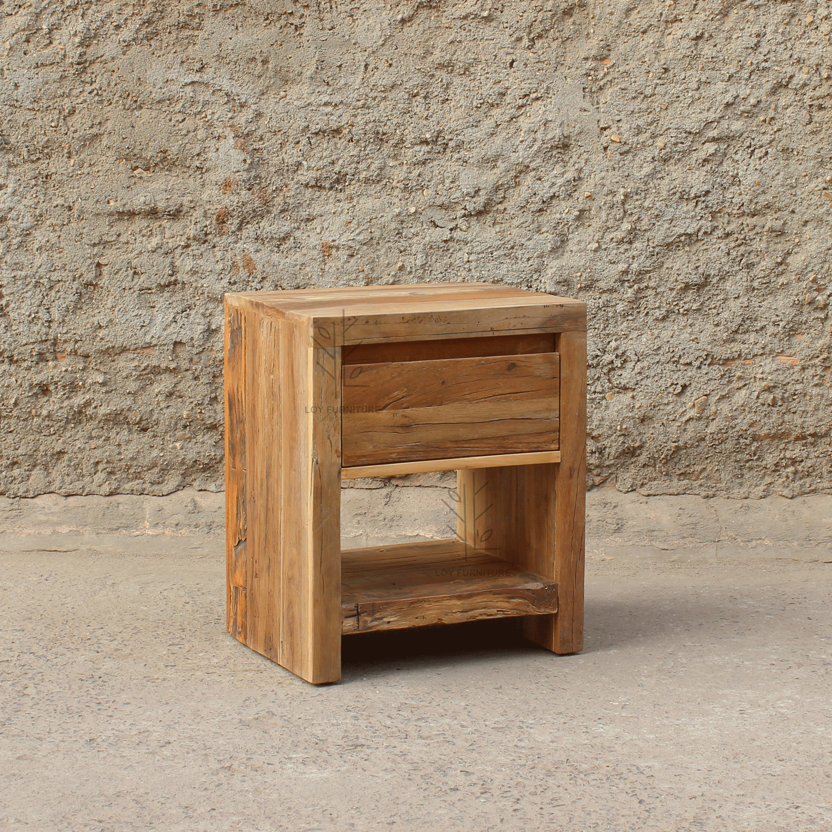 Mesita de Noche con Cajón en Madera Reciclada Ibiza