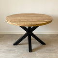Mesa de Comedor Redonda 100cm en Metal y Mango