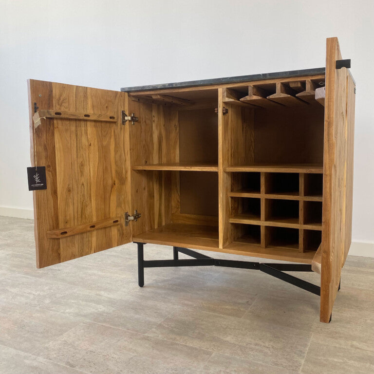 Mueble Bar en Acacia y Mármol Milán